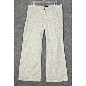 Express Womens Boot Cut Linen Blend Pants Size 34? Gray Office Career Mid Rise